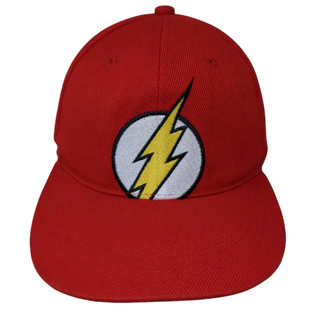 The Flash Snapback Hat Red One Size Adjustable Embroidered 6 Panel Six Flags
